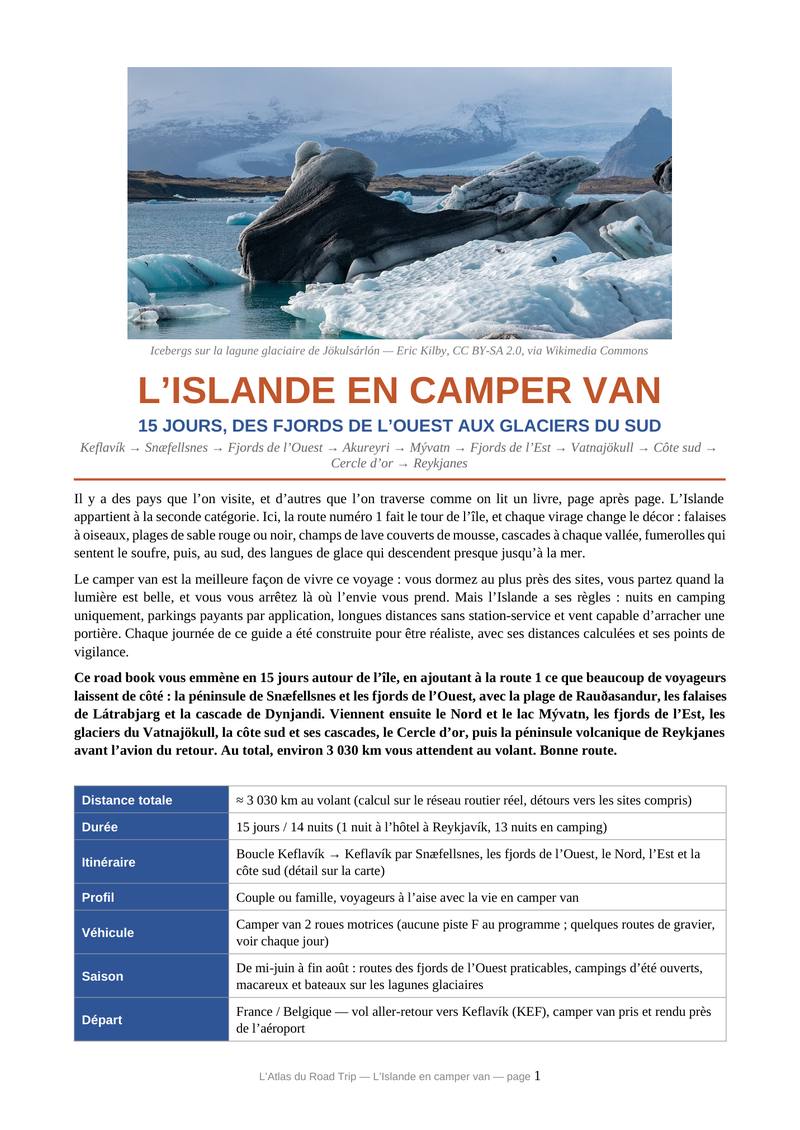 Aperçu page 1 — Islande — Boucle de 15 jours en camper van