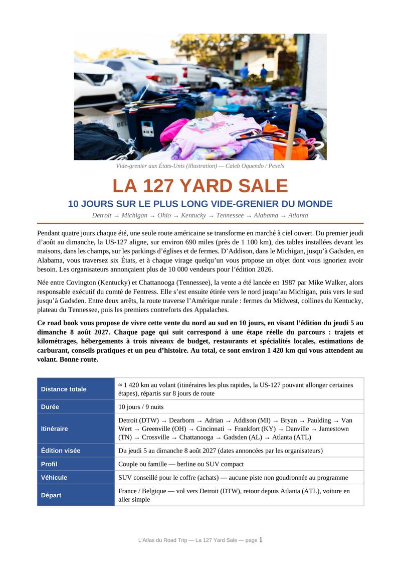 Aperçu page 1 — La 127 Yard Sale, de Detroit à Atlanta
