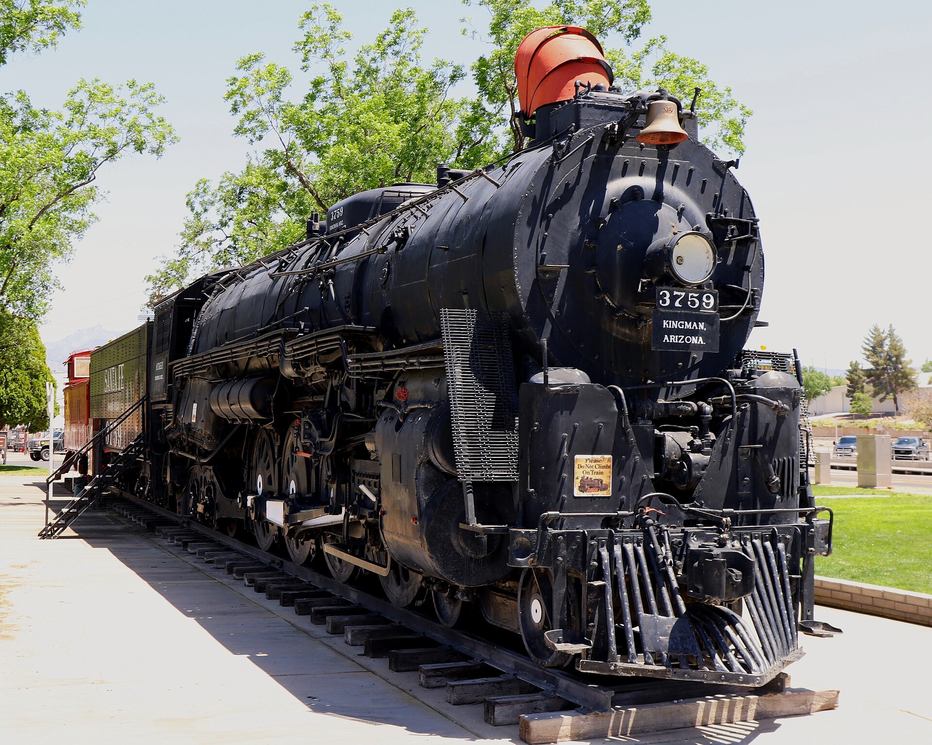 Locomotive à vapeur Santa Fe 3759 exposée à Locomotive Park, Kingman
