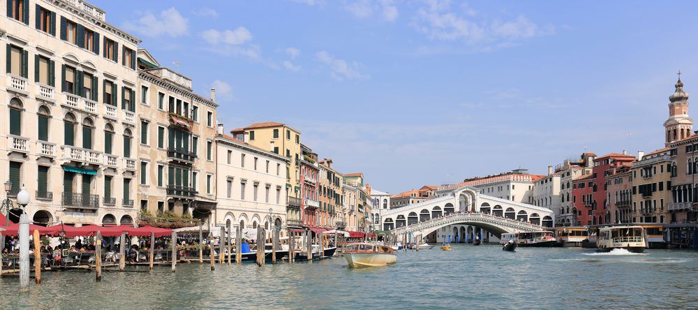 Panorama du Grand Canal avec le pont du Rialto à Venise
